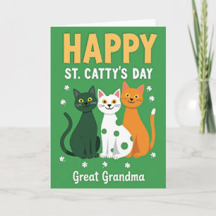 Carte de la Fête de Sainte Chattoune Chat Heureux