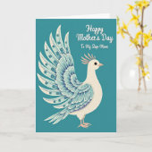 Carte de la Fête des Belles-Mères Oiseau Sarcelle (Fleur jaune)