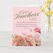 Carte de la fête des enseignants à fleurs roses (Fleur jaune)