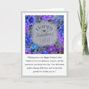 Carte de la Fête des Enseignants aux Fleurs Bleues