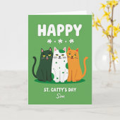 Carte de la Fête des Fils Shamrock Cats (Fleur jaune)
