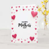 Carte de la fête des mères à coeurs roses (Fleur jaune)