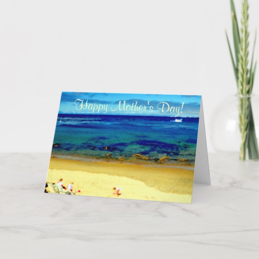 Carte de la fête des mères à la plage (Devant)