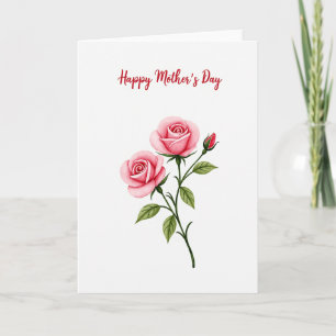Carte de la fête des mères à l'aquarelle avec rose