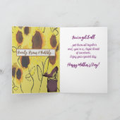 Carte de la Fête des Mères au tournesol d'une femm (Intérieur)