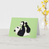 Carte de la fête des mères avec panda et bébé (Fleur jaune)