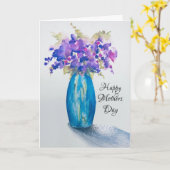 Carte de la fête des mères Bouquet de Violettes (Fleur jaune)