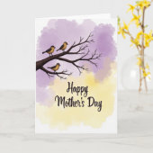 Carte de la fête des mères Branches d'oiseaux (Fleur jaune)
