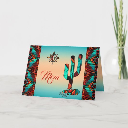 Carte de la fête des mères Cactus et Soleil du Sud (Devant)