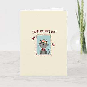 Carte de la fête des mères Chat à pois