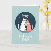 Carte de la Fête des Mères Chat Affectueux (Fleur jaune)