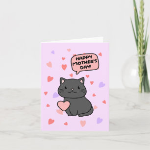 Carte de la fête des mères Chat Noir