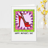 Carte de la fête des mères chaussure écarlate (Fleur jaune)