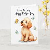 Carte de la Fête des Mères Chien Mignon (Fleur jaune)