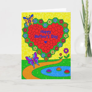Carte de la fête des mères Cœur mosaïque