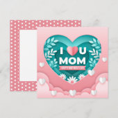 Carte de la fête des mères cœurs et fleurs (Devant / Derrière)