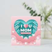 Carte de la fête des mères cœurs et fleurs (Debout devant)