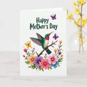 Carte de la fête des mères Colibri (Fleur jaune)