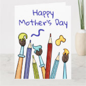 Carte de la fête des mères Crayons et Pinceaux (Devant)
