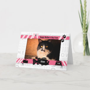 Carte de la fête des mères de Cat Pink Meow du chat