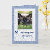 Carte de la fête des mères de chat à Periwinkle Photo en (Fleur jaune)