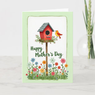 Carte de la fête des mères de maison d'oiseau rust