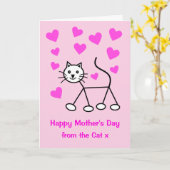 Carte de la fête des mères des coeurs de chat (Fleur jaune)