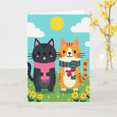 Carte de la fête des mères douce pour chats (Fleur jaune)