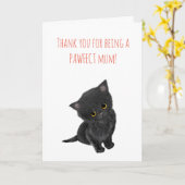 Carte de la fête des mères du chaton noir (Fleur jaune)