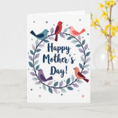 Carte de la fête des mères en bleu script (Fleur jaune)