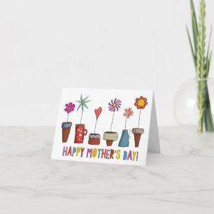 Carte de la fête des mères - Fleurs dans des pots