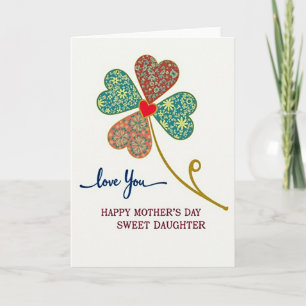 Carte de la fête des mères Heart Clover