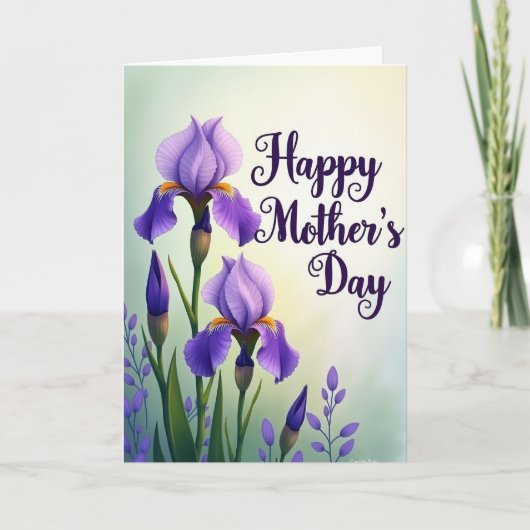 Carte de la Fête des Mères Iris Pourpre Rayé (Devant)