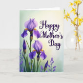Carte de la Fête des Mères Iris Pourpre Rayé (Fleur jaune)