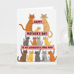 Carte de la fête des mères Joyeux Chats