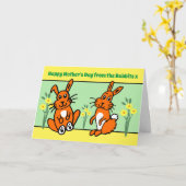 Carte de la fête des mères lapins (Fleur jaune)