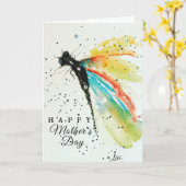 Carte de la fête des mères libellule abstraite (Fleur jaune)