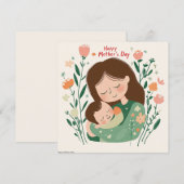 Carte de la fête des mères : Maman et bébé s'étrei (Devant / Derrière)