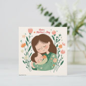 Carte de la fête des mères : Maman et bébé s'étrei (Debout devant)