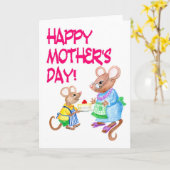 Carte de la fête des mères 'Mice' (Fleur jaune)