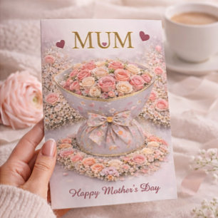 Carte de la fête des mères "MUM" Rose Élégante Ros