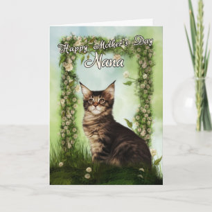 Carte de la fête des mères Nana avec chat mignon
