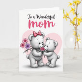 Carte de la fête des mères Oursons les plus mignon (Fleur jaune)