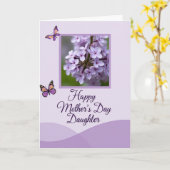 Carte de la fête des mères Papillon Violet (Fleur jaune)