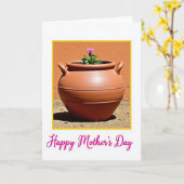 Carte de la fête des Mères Pot de Fleur Violette (Fleur jaune)