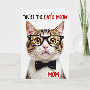 Carte de la fête des mères pour chat au nœud papil