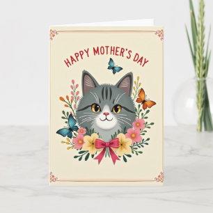Carte de la fête des mères pour chat en faux foil