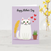 Carte de la fête des mères pour un chat doux (Fleur jaune)