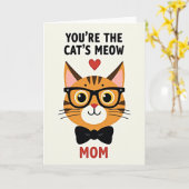 Carte de la fête des mères pour un chat mignon (Fleur jaune)