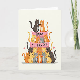 Carte de la Fête des Mères Pyramide de Chats